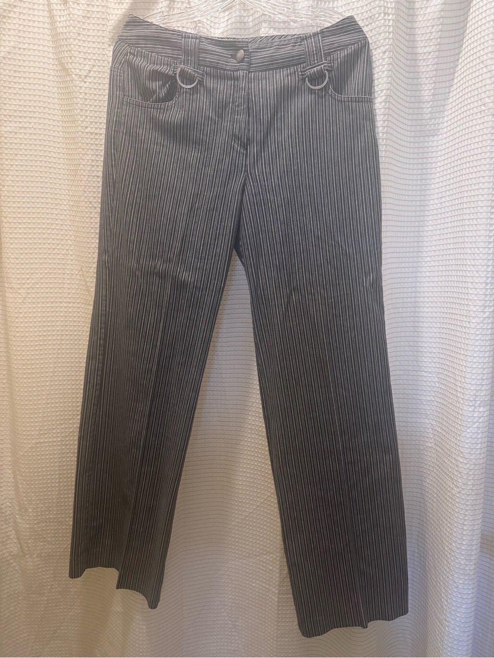 Larry Levine Black Pinstripe Wide-Leg Pants